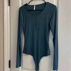 Blue long sleeve bodysuit